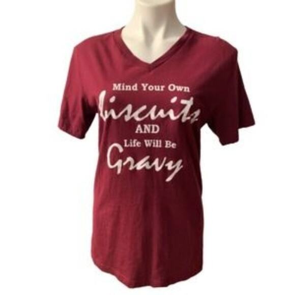 Bella Canvas Mind Your Own biscuits & Life Will Be Gravy Shirt Size M - Picture 1 of 3